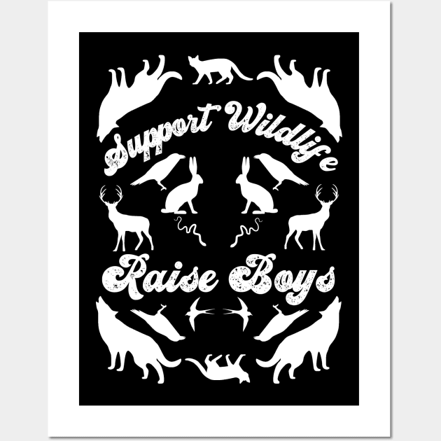 Support Wildlife Raise Boys, Mirrored Wild Animals Design Wall Art by AddiBettDesigns